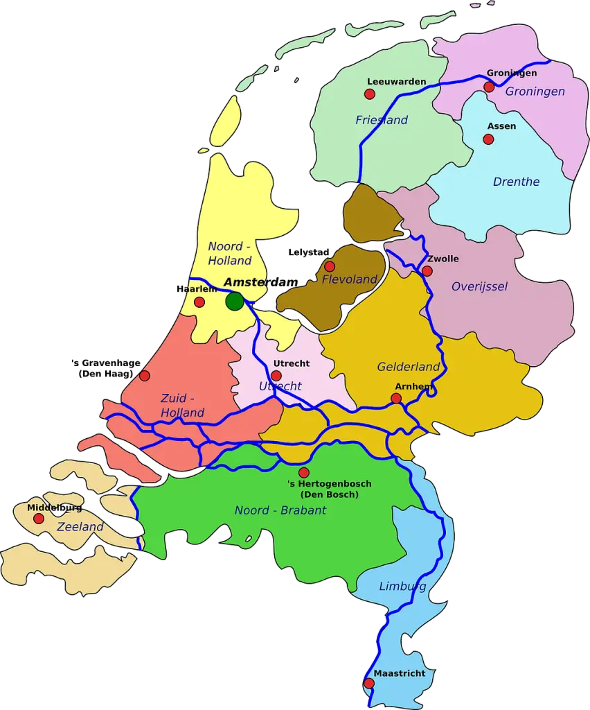 mapa de regiones de holanda