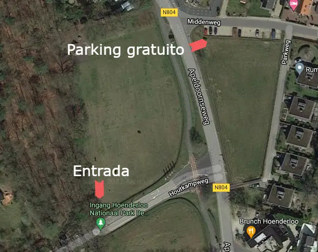 zona de parking gratis en el Parque Nacional de Hoge Veluwe